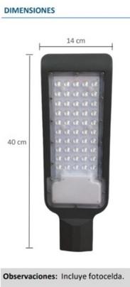 Luminaria LED 60W con Fotocelda Alumbrado Publico - Imagen 2