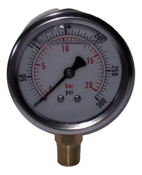 Manometro de Glicerina de 0 a 300 PSI de 2.5" Vertical NPT de 1/4