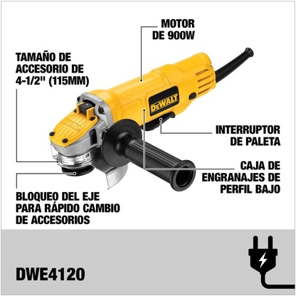 Pulidora 4 1/2" 900W 12000 RPM DeWalt DWE4120-B3 - Imagen 2