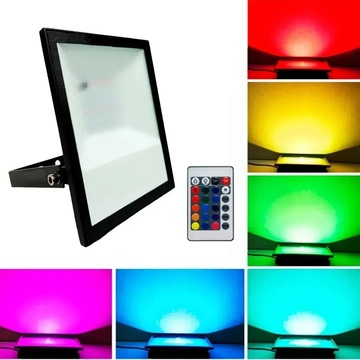 Reflector LED RGB Multicolor 100W con Control Remoto Negro - Imagen 2