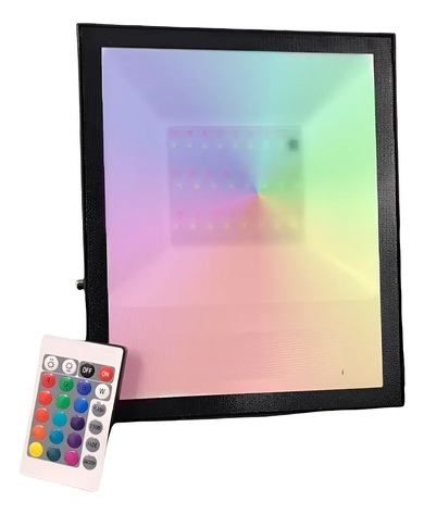 Reflector LED RGB Multicolor 100W con Control Remoto Negro